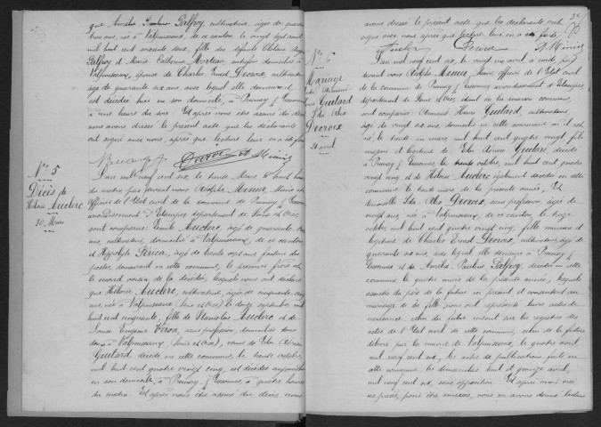 PRUNAY-SUR-ESSONNE. - Naissances, mariages, décès : registre d'état civil.