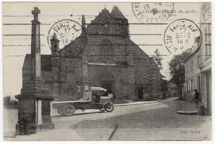 LONGJUMEAU. - L'église. Pachaut, (1931), 13 lignes, 40 c, ad. 