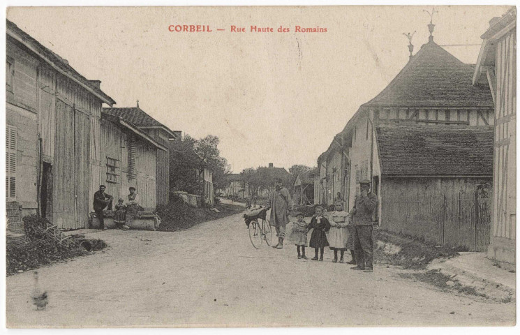 CORBEIL-ESSONNES. - Corbeil - Rue Haute des romains. 1907, 2 timbres à 5 centimes. 