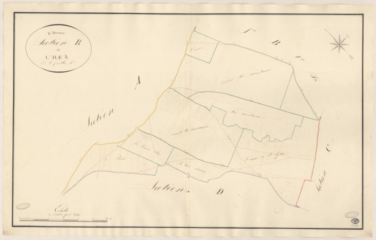 D'HUISON-LONGUEVILLE. - Section B : Ile (l'), 1ère feuille. 