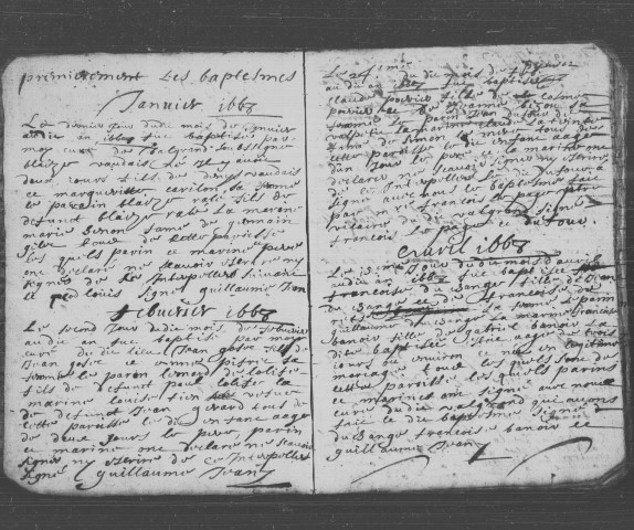 VERT-LE-GRAND. Paroisse Saint-Germain : Baptêmes, mariages, sépultures : registre paroissial (1668, 1687-1715). [Lacunes : B.M.S. (1689-1691, 1712)]. 