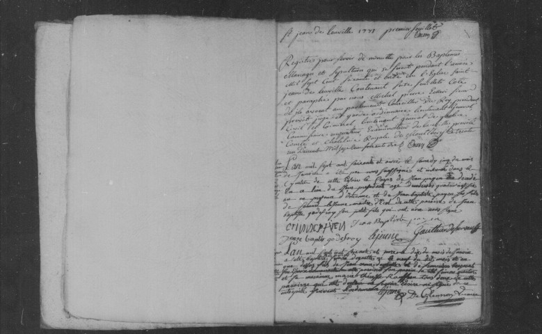 LEUVILLE-SUR-ORGE. Paroisse Saint-Jean-Baptiste : Baptêmes, mariages, sépultures : registre paroissial (1771-1780). 