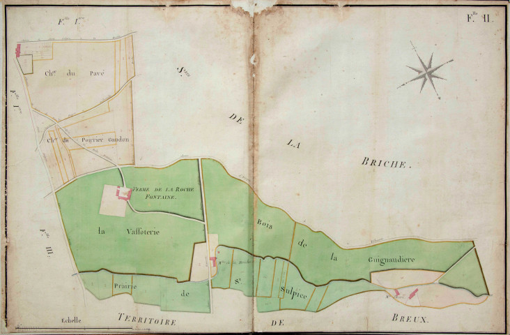 SAINT-SULPICE-DE-FAVIERES. Plan terrier comprenant 8 planches (XVIIIe siècle). 