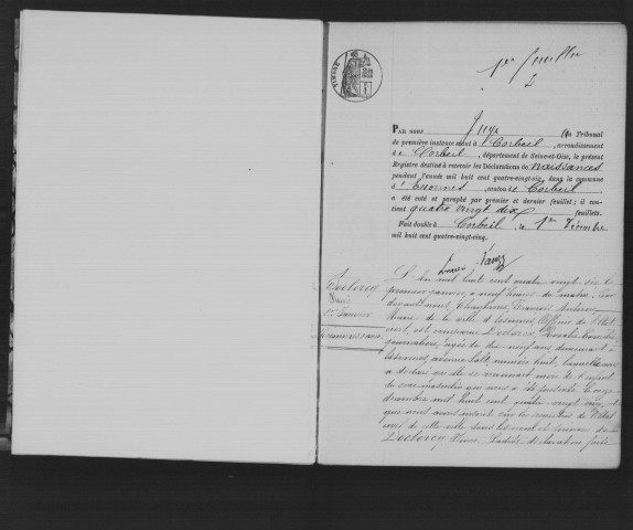 ESSONNES. Naissances : registre d'état civil (1886). 