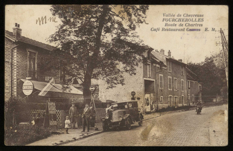 PALAISEAU. - Fourcherolles. Route de Chartres, café restaurant et vente d'essence. Editeur EMalcuit, 1935. 