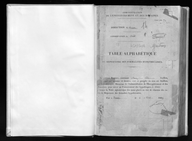 Volume n° 14 : FOUQUET-GAUDRIN (registre ouvert en 1839).