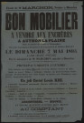 AUTHON-LA-PLAINE.- Vente aux enchères de mobilier par suite d'acceptation bénéficiaire de la succession de Mme BRUNET, 7 mai 1893. 