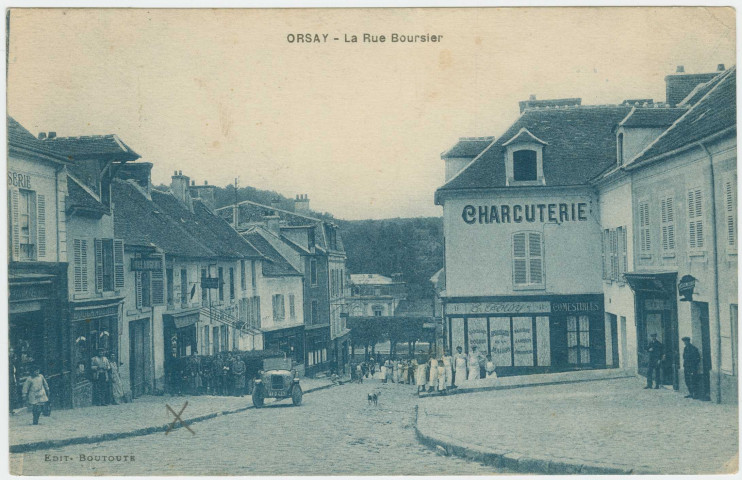 ORSAY. - La rue boursier. Edition Boutoute, 1929, 1 timbre à 15 centimes. 