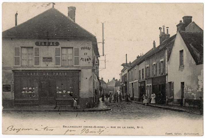 BALLANCOURT-SUR-ESSONNE. - Rue de la Gare, Cossé, 1903, 3 mots, 5 c, ad. 