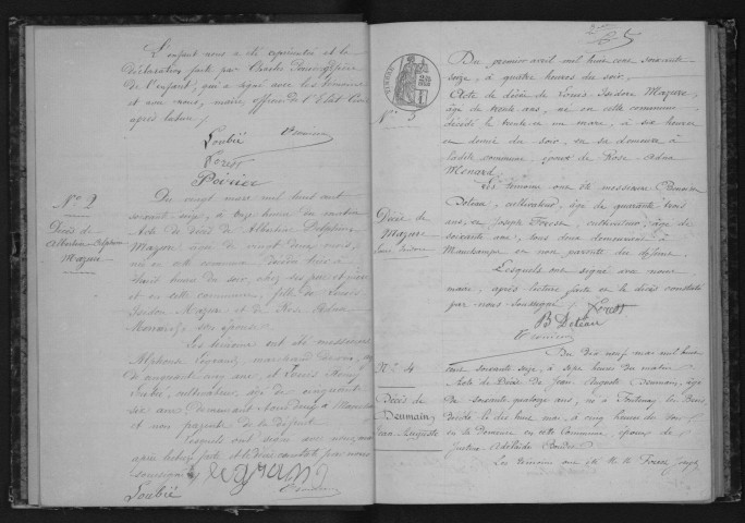 MAUCHAMPS. Naissances, mariages, décès : registre d'état civil (1876-1890). 