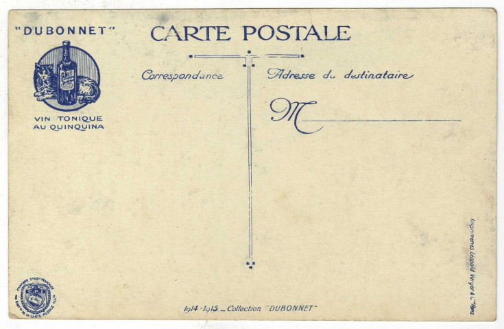 Carte postale Dubonnet vue de dos.