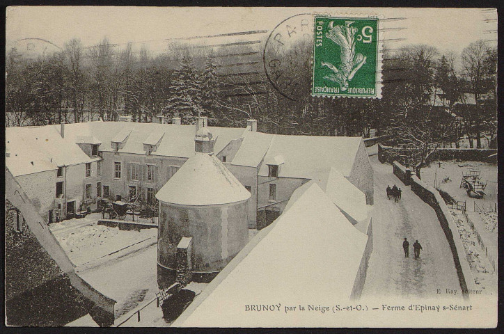 Brunoy.- Ferme d'Epinay-sous-Sénart-Brunoy par la neige [1904-1910]. 