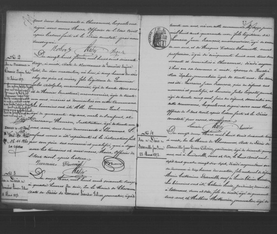 CHEVANNES. Naissances, mariages, décès : registre d'état civil (1873-1882). 