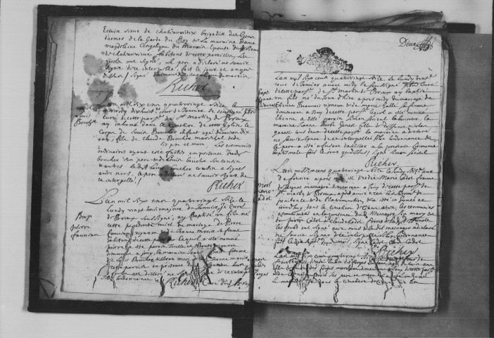 BREUX-JOUY. Paroisse Saint-Martin : Baptêmes, mariages, sépultures : registre paroissial (1696-1743). [Lacunes : B.M.S. (1701-1702, 1706-1710, 1712-1716)]. 