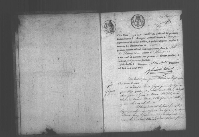 ETAMPES. Décès : registre d'état civil (1824). 
