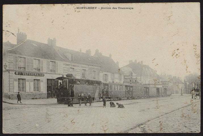 Montlhéry.- Station des tramways (octobre 1904). 