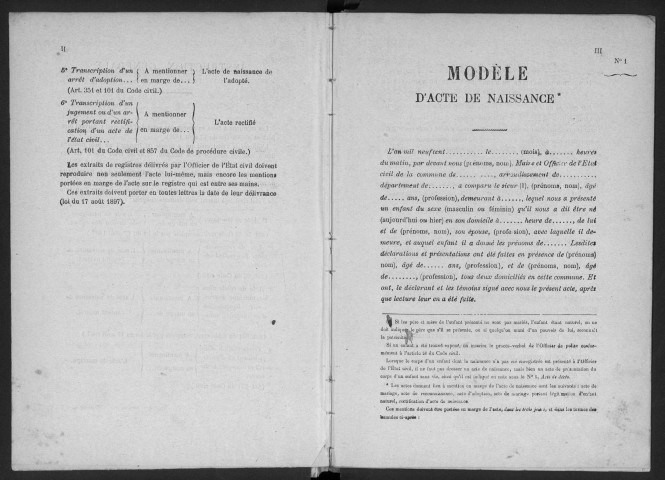 MONTLHERY. - Naissances, mariages, décès : registre d'état civil.