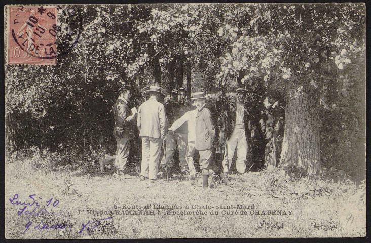 Châlo-Saint-Mars.- La route d'Etampes à Châlo-Saint-Mars. L'Hindou Ramanah à la recherche du curé de Chatenay (10 septembre 1906). 