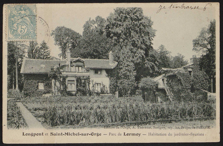 LONGPONT-SUR-ORGE. - Lormoy, parc du château : habitation du jardinier-fleuriste [1904-1906].