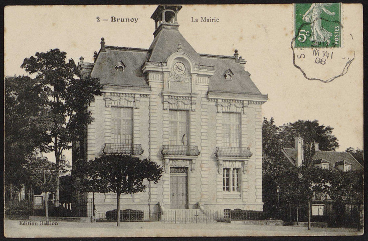 Brunoy.- La mairie (18 mai 1908). 