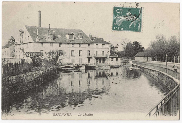 ESSONNES. - Le moulin et usine d'instruments de pesage, ND, 1908, 2 lignes, 5 c, ad. 