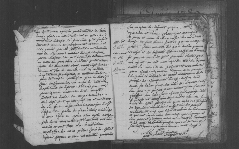 MONTCEAUX. Paroisse Saint-Etienne de Montceaux : - Baptêmes, mariages, sépultures : registre paroissial (1773-1791) ; COUDRAY. - tables décennales (1802-1843). [Voir, 4E832]. 