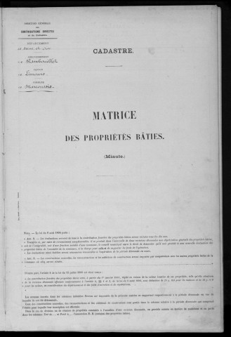 MARCOUSSIS. - Matrice des propriétés bâties [cadastre rénové en 1939]. 