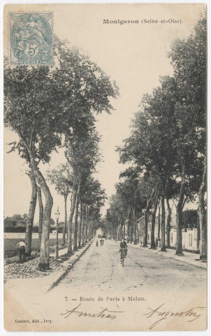 MONTGERON. - Route de Paris à Melun [Editeur Gautrot, timbre à 5 centimes]. 
