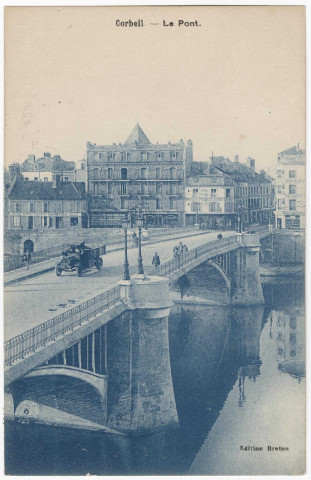 CORBEIL-ESSONNES. - Le pont, Breton, 1931, 4 mots, 15 c, ad., bleutée. 