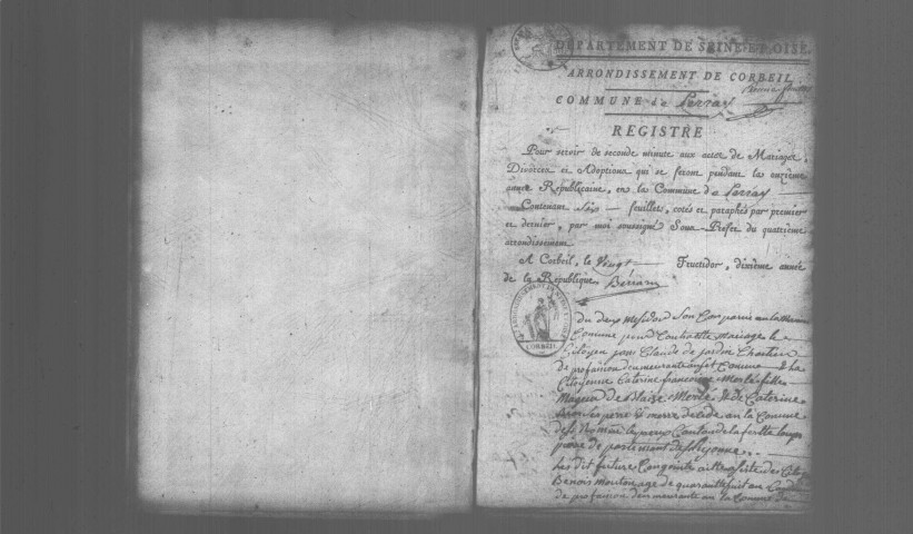 SAINT-PIERRE-DU-PERRAY. Naissances, mariages, décès : registre d'état civil (an X-1816). 