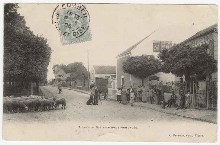 TIGERY. - Rue principale prolongée [Editeur Germain, 1905, timbre à 5 centimes]. 