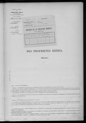 ORMOY. - Matrice des propriétés bâties [cadastre rénové en 1938]. 