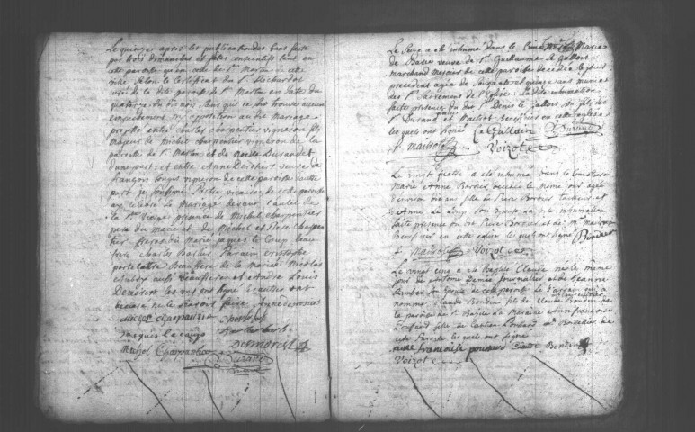 ETAMPES. Paroisse Notre-Dame : Baptêmes, mariages, sépultures : registre paroissial (1745-1755). [Lacunes : 3ème feuillet B.M. (1751)]. 