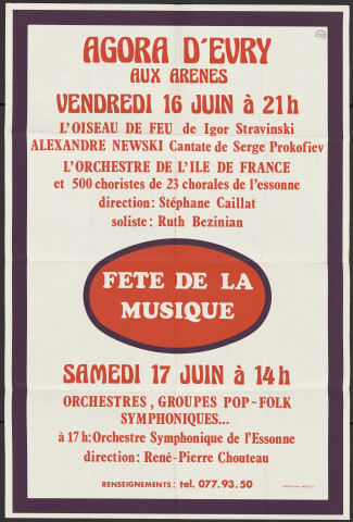 EVRY.- Fête de la musique, Arênes de l'Agora, 16 juin-17 juin 1978. 