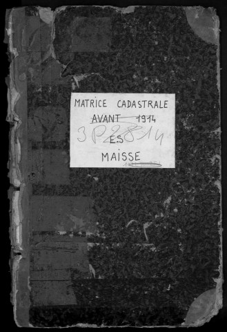 MAISSE. - Tableau indicatif : sections O à Y [cadastre rénové en 1955]. 