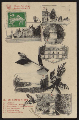 Athis-Mons.- Château, château des Carneaux, monument à la chienne Badine, parc Faisanderie, Bords de Seine, confluent de l'Orge [1904-1919]. 