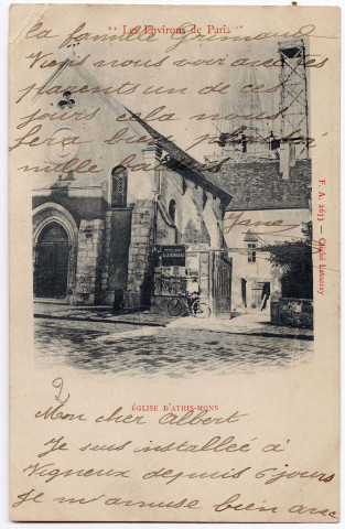 ATHIS-MONS. - L'église d'Athis-Mons, 1903, 10 lignes, 10 c, ad. 