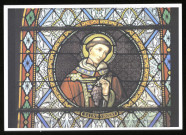 VIDELLES. - Vitrail de Saint-Vincent, XIXe, église Saint-Léonard . 2003, couleur, 10,4 x 14,8 cm. Collection Videlles Passé Présent pour les Journées du Patrimoine. 