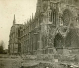 Reims, cathédrale : photographie noir et blanc.