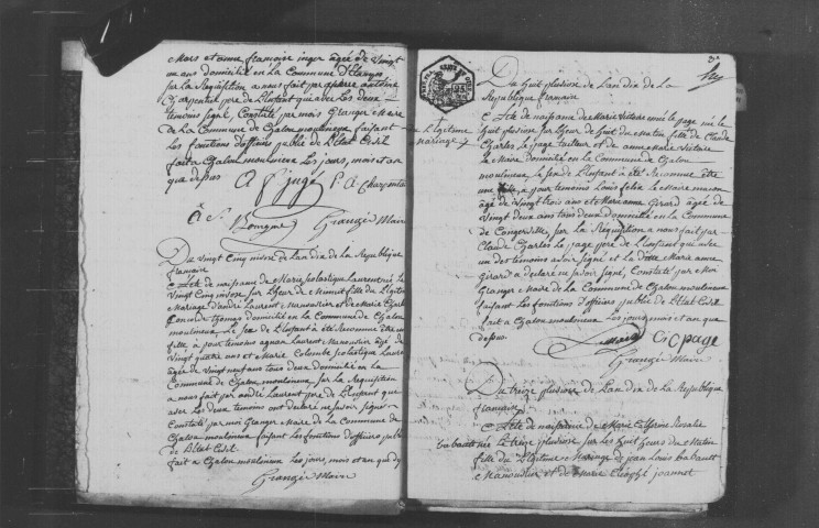 CHALOU-MOULINEUX. Chalou-la-Reine : Naissances, mariages, décès : registre d'état civil (an X-1822). 
