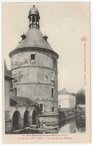 SAINTE-GENEVIEVE-DES-BOIS. - Le Donjon (XIVe siècle) et les Douves du Château [Collection Paul Allorge, Montlhéry, série C I 16 ]. 