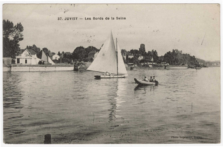 JUVISY-SUR-ORGE. - Les bords de la Seine. Leprunier (1918), 9 lignes, ad. 