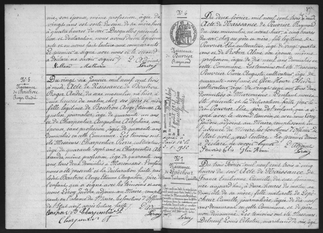 MARCOUSSIS.- Naissances, mariages, décès : registre d'état civil (1902-1903). 