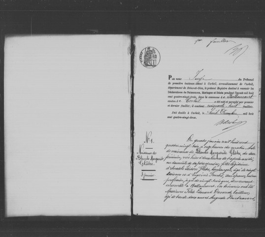 BALLANCOURT-SUR-ESSONNE. Naissances, mariages, décès : registre d'état civil (1883-1885). 