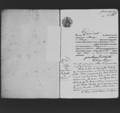 ANGERVILLE. Décès : registre d'état civil (1848-1860). 