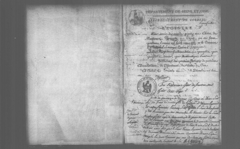 SAINT-MICHEL-SUR-ORGE. Naissances, mariages, décès : registre d'état civil (1807-1818). 