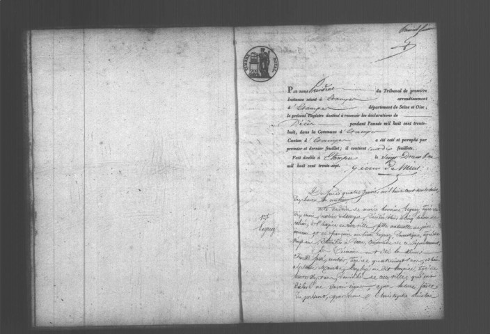 ETAMPES. Décès : registre d'état civil (1838). 