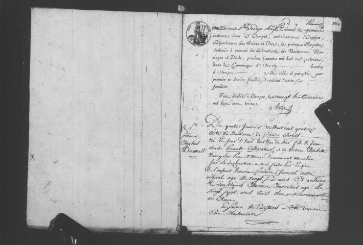 ETRECHY. Naissances, mariages, décès : registre d'état civil (1814-1823). 