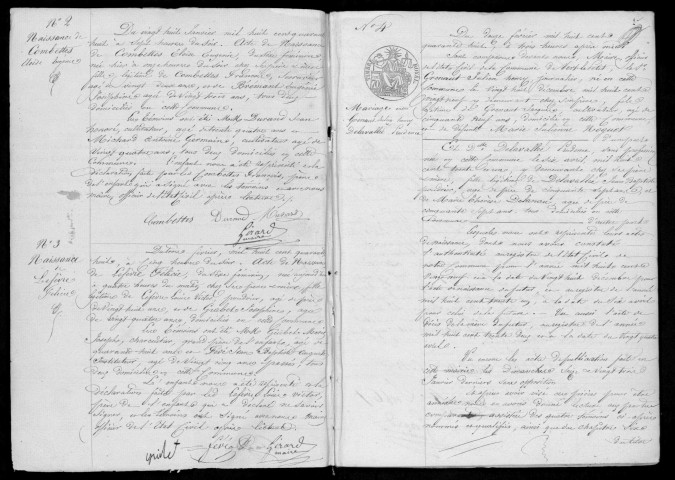 VERT-LE-PETIT. Naissances, mariages, décès : registre d'état civil (1848-1860). 