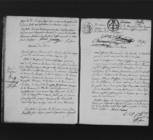 BOULLAY-LES-TROUX. Naissances, mariages, décès : registre d'état civil (1817-1832). 